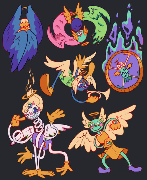 Some angels I designed inspired by early cartoons